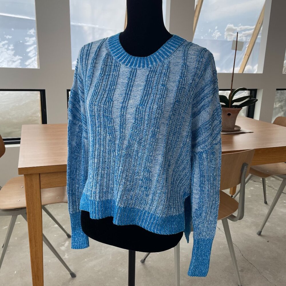 Anthropologie Pilcro Textured‎ High-Low Pullover Sweater Blue Women’s Sz Sm